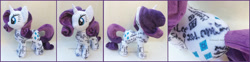 Size: 2994x742 | Tagged: safe, artist:lilmoon, imported from derpibooru, rarity, pony, irl, photo, plushie, signature, solo