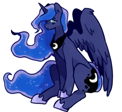 Size: 1074x983 | Tagged: safe, artist:milky-rabbit, imported from derpibooru, princess luna, alicorn, pony, female, jewelry, looking at you, mare, regalia, simple background, smiling, solo, transparent background