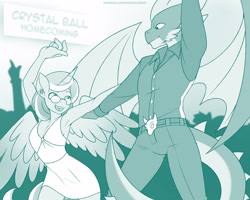 Size: 3000x2400 | Tagged: safe, artist:marik azemus34, imported from derpibooru, princess flurry heart, spike, alicorn, anthro, dragon, series:spike's royal conquest, age difference, armpits, breasts, busty princess flurry heart, clothes, cute, dance floor, dancing, date, dress, female, flurryspike, glasses, male, older, older flurry heart, older spike, straight, stupid sexy princess flurry heart, suit, sundress, tango, vest, winged spike, wings