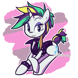 Size: 1280x1280 | Tagged: safe, artist:lilboulder, imported from derpibooru, rarity, pony, unicorn, it isn't the mane thing about you, alternate hairstyle, bracelet, clothes, cute, female, jewelry, mare, punk, raribetes, raripunk, solo, spiked wristband, wristband