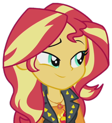 Size: 984x1077 | Tagged: safe, artist:fella, edit, edited screencap, imported from derpibooru, screencap, sunset shimmer, a fine line, equestria girls, equestria girls series, background removed, clothes, female, geode of empathy, jewelry, leather vest, magical geodes, not a vector, simple background, solo, transparent background, vest