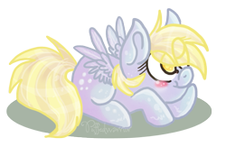 Size: 669x464 | Tagged: safe, artist:frostedpuffs, imported from derpibooru, derpy hooves, pony, chibi, female, prone, solo