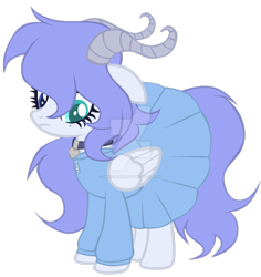 Size: 1024x1083 | Tagged: safe, artist:magicdarkart, imported from derpibooru, pegasus, pony, clothes, dress, female, horns, mare, simple background, solo, transparent background, watermark