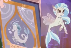 Size: 1507x1020 | Tagged: safe, derpibooru exclusive, imported from derpibooru, silverstream, seapony (g4), my little pony: the movie, school daze, shadow play, book, cropped, female, foreshadowing, jewelry, necklace, seapony silverstream, solo