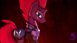 Size: 4000x2250 | Tagged: safe, artist:thevioletghost, imported from derpibooru, tempest shadow, unicorn, my little pony: the movie, 3d, armor, broken horn, female, looking at you, mare, solo, source filmmaker