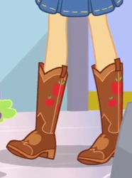 Size: 260x350 | Tagged: safe, imported from derpibooru, screencap, applejack, a fine line, equestria girls, equestria girls series, boots, cowboy boots, cropped, legs, pictures of legs, shoes