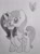 Size: 871x1171 | Tagged: safe, artist:beetrue, imported from derpibooru, oc, oc only, oc:free spirit, oc:golden aurora, butterfly, pony, unicorn, duo, female, mare, monochrome, traditional art