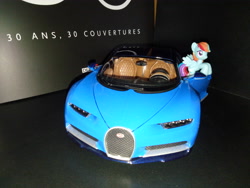 Size: 4160x3120 | Tagged: safe, imported from derpibooru, rainbow dash, bburago, blind bag, bugatti, bugatti chiron, car, figure, hypercar, irl, photo, photography, solo, supercar, toy