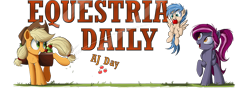 Size: 1000x350 | Tagged: safe, artist:ncmares, imported from derpibooru, applejack, oc, oc:rocket tier, oc:spotlight splash, equestria daily, applejack appreciation day