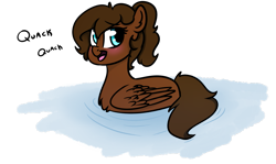 Size: 2023x1204 | Tagged: safe, artist:sierra flyer, imported from derpibooru, oc, oc only, oc:sierra flyer, duck pony, pegasus, pony, blue eyes, blushing, female, fluffy, mare, pegaduck, ponytail, quack, simple background, transparent background, water, wings
