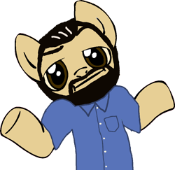 Size: 872x847 | Tagged: safe, artist:verycoolguy, imported from derpibooru, billy mays, looking at you, meme, shrug, shrugpony, simple background, solo, transparent background