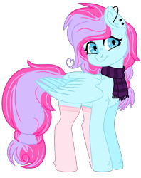 Size: 880x1112 | Tagged: safe, artist:bezziie, imported from derpibooru, oc, oc only, oc:strawberry pie, pegasus, pony, clothes, female, mare, scarf, simple background, socks, solo, transparent background