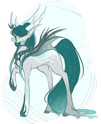 Size: 1193x1462 | Tagged: safe, artist:holoriot, imported from derpibooru, oc, oc only, changeling, changeling queen, changeling queen oc, female, ice changeling, raised hoof, solo
