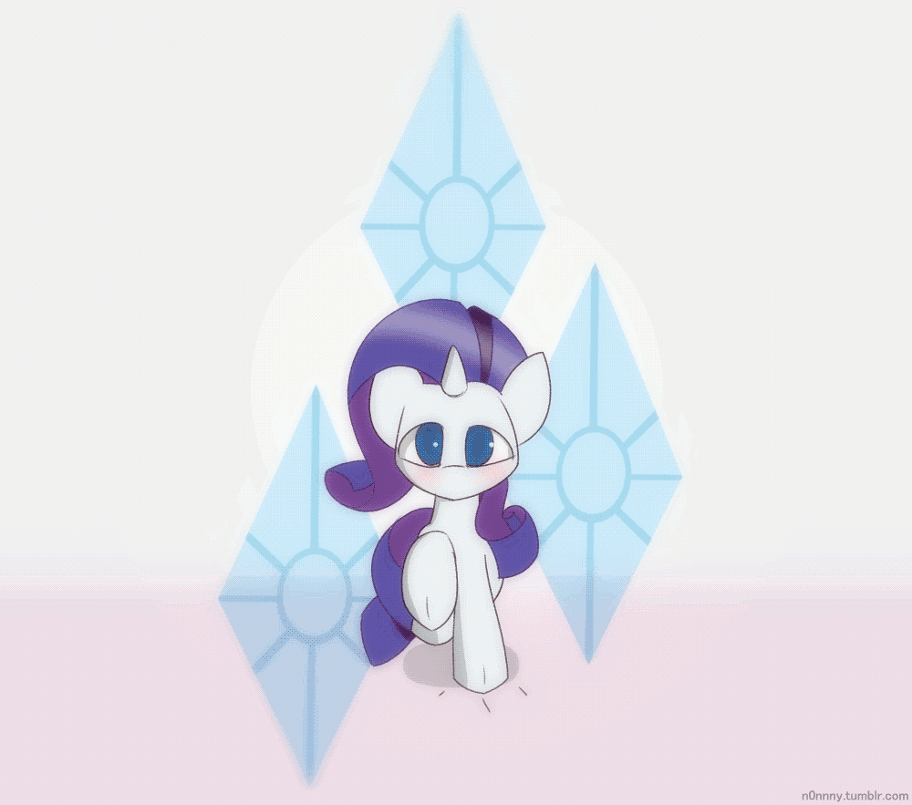1566252 - safe, rarity, solo, female, pony, blushing, cute, looking at you,  open mouth, edit, animated, offscreen character, happy, gif, hug, pov, part  of a set, running, raribetes, frame by frame, weapons-grade