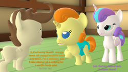 Size: 1920x1080 | Tagged: safe, artist:red4567, imported from derpibooru, pound cake, princess flurry heart, pumpkin cake, pony, 3d, baby, baby ponies, baby pony, dialogue, diaper, flurry heart is not amused, imitation, implied shipping, source filmmaker, unamused