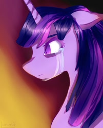 Size: 1600x1991 | Tagged: safe, artist:freeworldl, imported from derpibooru, twilight sparkle, alicorn, pony, bust, crying, female, floppy ears, mare, portrait, sad, solo