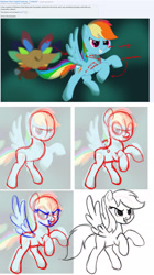 Size: 1234x2197 | Tagged: safe, artist:nimaru, artist:vogon42, imported from derpibooru, rainbow dash, pegasus, pony, my little pony: the movie, airship, awesome, celaeno's airship, criticism, female, flying, mare, pirate ship, redline, solo, zeppelin