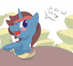 Size: 1800x1640 | Tagged: safe, artist:anonopony, imported from derpibooru, oc, oc only, oc:anonopony, blushing, dialogue, list, male, smiling, solo, table, talking to viewer