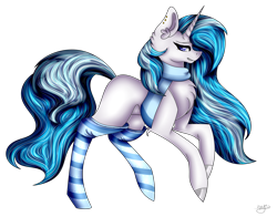 Size: 4843x3799 | Tagged: safe, artist:cat-chai, imported from derpibooru, oc, oc only, oc:harley, pony, unicorn, clothes, female, high res, mare, scarf, simple background, socks, solo, striped socks, transparent background