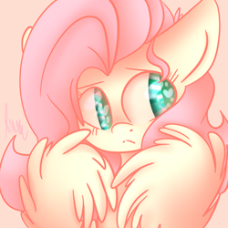 Size: 1024x1024 | Tagged: safe, artist:vanillashineart, imported from derpibooru, fluttershy, pegasus, pony, female, heart eyes, shy, solo, wingding eyes