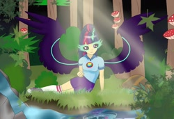 Size: 1024x699 | Tagged: safe, artist:rainbowsmile6, imported from derpibooru, sci-twi, twilight sparkle, pony, equestria girls, converse, crepuscular rays, female, human coloration, midnight sparkle, scenery, shoes, solo, the midnight in me