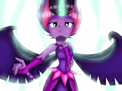 Size: 4000x3000 | Tagged: safe, artist:rainbowsmile6, imported from derpibooru, sci-twi, twilight sparkle, equestria girls, friendship games, clothes, female, fingerless gloves, gloves, midnight sparkle, reaching, reaching out, scene interpretation, solo