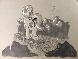 Size: 1280x960 | Tagged: safe, artist:sugaryviolet, imported from derpibooru, oc, oc only, oc:violet, pony, female, inktober, inktober 2017, mare, solo, traditional art, underhoof