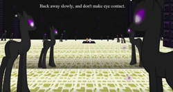 Size: 1200x640 | Tagged: safe, artist:jan, edit, imported from derpibooru, button mash, sweetie belle, enderman, enderpony, pony, don't mine at night, butt, cropped, end (minecraft), end stone, endermane, minecraft, plot, ponified, this will end in tears
