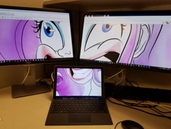 Size: 4032x3024 | Tagged: safe, artist:firimil, imported from derpibooru, rarity, computer, faic, irl, not salmon, photo, the joker, wat