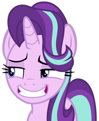 Size: 2800x3428 | Tagged: safe, artist:sketchmcreations, imported from derpibooru, starlight glimmer, uncommon bond, disinterested, female, grin, simple background, smiling, solo, transparent background, vector