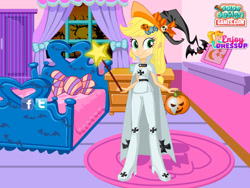 Size: 800x600 | Tagged: safe, artist:user15432, imported from derpibooru, applejack, human, equestria girls, accessories, accessory, boots, clothes, color design, costume, dress up, dressup, enjoy dressup, halloween, halloween costume, hasbro, hasbro studios, hat, holiday, jack-o-lantern, magic wand, pumpkin, shoes, solo