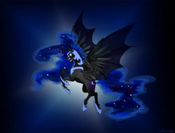 Size: 5405x4126 | Tagged: safe, artist:littlesnaketail, imported from derpibooru, nightmare moon, alicorn, pony, absurd resolution, female, gradient background, helmet, mare, solo