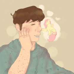 Size: 1200x1200 | Tagged: safe, artist:zaffcake, imported from derpibooru, fluttershy, human, pegasus, pony, animated, crossover, drool, edd gould, edd gould (eddsworld), eddsworld, gif
