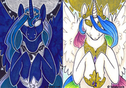 Size: 500x347 | Tagged: safe, artist:temrin, imported from derpibooru, princess celestia, princess luna, alicorn, pony, simple background, transparent background