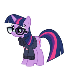 Size: 862x927 | Tagged: safe, artist:n238900, imported from derpibooru, moondancer, twilight sparkle, character to character, clothes, glasses, hoodie, moondancer's sweater, pony to pony, simple background, smiling, transformation, transformation sequence, vector, white background