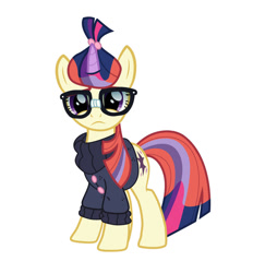 Size: 862x927 | Tagged: safe, artist:n238900, imported from derpibooru, moondancer, twilight sparkle, character to character, frown, glasses, moondancer's sweater, pony to pony, recolor, transformation, transformation sequence