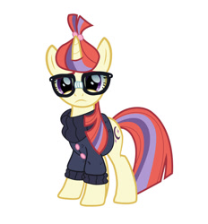 Size: 862x927 | Tagged: safe, artist:n238900, imported from derpibooru, moondancer, character to character, frown, glasses, moondancer's sweater, recolor, transformation, transformation sequence