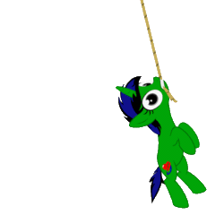Size: 500x500 | Tagged: safe, artist:snoopystallion, imported from derpibooru, oc, oc only, oc:lupi, oc:lupiarts, unicorn, animated, gif, hanging, looking at you, mouth hold, rope, simple background, solo, transparent background