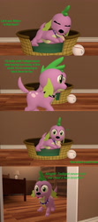 Size: 1920x4320 | Tagged: safe, artist:red4567, imported from derpibooru, spike, spike the regular dog, dog, comic:doggone it spike!, equestria girls, ..., 3d, baseball, bed, bone, collar, comic, cute, dialogue, doggy dragondox, source filmmaker, spikabetes, spike the dog, spiked collar, sports