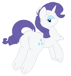 Size: 1789x1930 | Tagged: safe, artist:onlytheponies, artist:php66, deleted from derpibooru, imported from derpibooru, rarity, butt, chest fluff, dock, featureless crotch, lidded eyes, plot, simple background, solo, white background