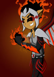 Size: 1024x1457 | Tagged: safe, artist:ro994, imported from derpibooru, flash sentry, oc, oc only, oc:fire pit, demon, human, equestria girls, midnight-ified, outfit, solo