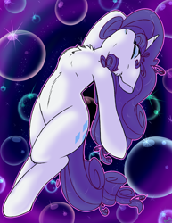 Size: 2550x3300 | Tagged: safe, artist:skoon, imported from derpibooru, rarity, pony, unicorn, abstract background, bubble, chest fluff, eyes closed, female, floppy ears, mare, solo, sultry pose, swoon