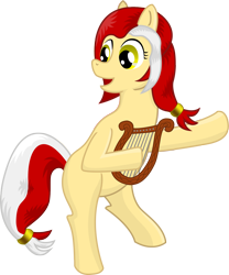 Size: 1254x1506 | Tagged: safe, artist:malte279, imported from derpibooru, oc, oc only, oc:colonia, earth pony, pony, blank flank, dancing, free to use, lyre, musical instrument, simple background, transparent background, vector