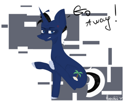 Size: 2500x2000 | Tagged: safe, artist:hoochuu, imported from derpibooru, oc, oc only, oc:shabaco, pony, unicorn, abstract background, annoyed, colored hooves, commission, glasses, horn, male, signature, solo, stallion, talking, unicorn oc, ych result