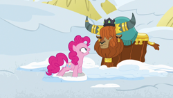 Size: 1280x720 | Tagged: safe, imported from derpibooru, screencap, pinkie pie, prince rutherford, pony, yak, not asking for trouble, snow