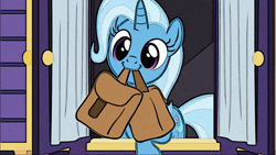 Size: 1920x1080 | Tagged: safe, edit, edited screencap, imported from derpibooru, screencap, trixie, pony, unicorn, to where and back again, :3, cute, diatrixes, female, mare, mouth hold, photoshop filter, smiling, solo, to saddlebags and back again, trixie's wagon