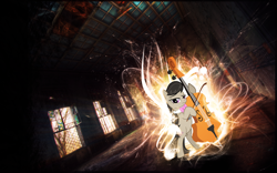 Size: 1920x1200 | Tagged: safe, artist:moongazeponies, artist:vividkinz, edit, imported from derpibooru, octavia melody, earth pony, pony, bow, cello, empty, female, musical instrument, room, solo, stock image, vector, wallpaper, wallpaper edit, window