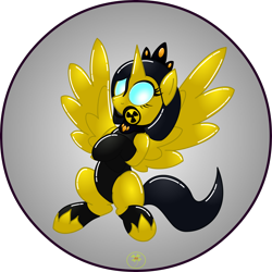 Size: 5000x5000 | Tagged: safe, artist:lakword, imported from derpibooru, oc, oc only, oc:doomie, alicorn, absurd resolution, alicorn oc, hazmat pony drone, rubber, rubber drone, simple background, sitting, solo, transparent background