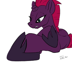 Size: 1200x1082 | Tagged: safe, artist:tsitra360, derpibooru exclusive, imported from derpibooru, tempest shadow, pony, my little pony: the movie, dialogue, floppy ears, horseshoes, simple background, transparent background