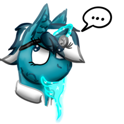 Size: 512x512 | Tagged: safe, artist:hilfigirl, imported from derpibooru, oc, oc only, oc:aescula, unicorn, ..., bust, color change, doctor, emoji, hand, head, head mirror, magic, magic hands, simple background, solo, stethoscope, telegram sticker, thinking, thinking emoji, transparent background